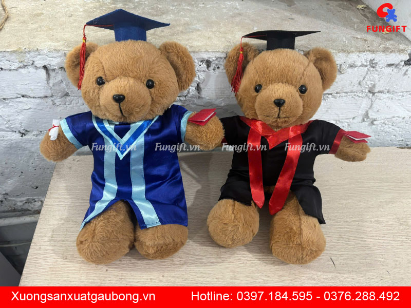 Gấu bông vải nâu in logo giá rẻ