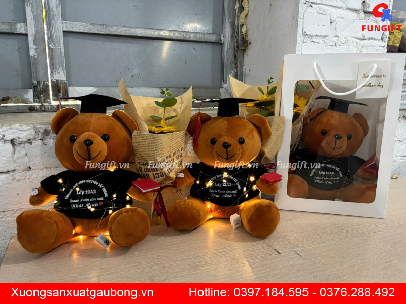 In gấu bông kèm đèn làm quà tặng