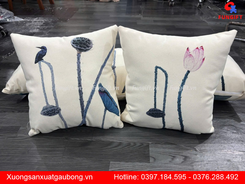 In họa tiết lên gối tựa lưng
