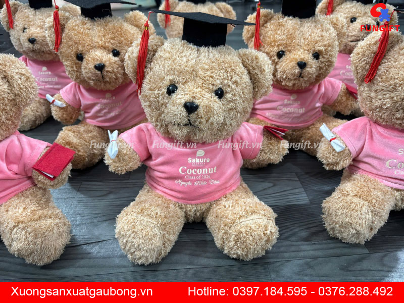 Quà tặng gấu bông in logo trường học