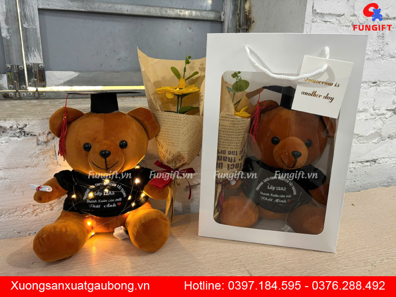 Set quà tặng cử nhân gấu in tên