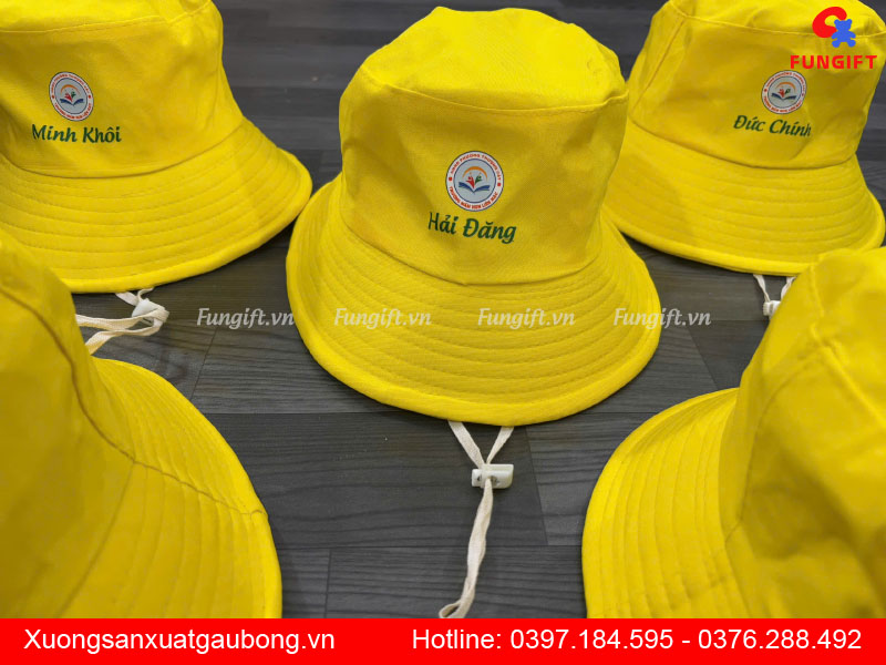 Sỉ mũ tai bèo trẻ em in tên