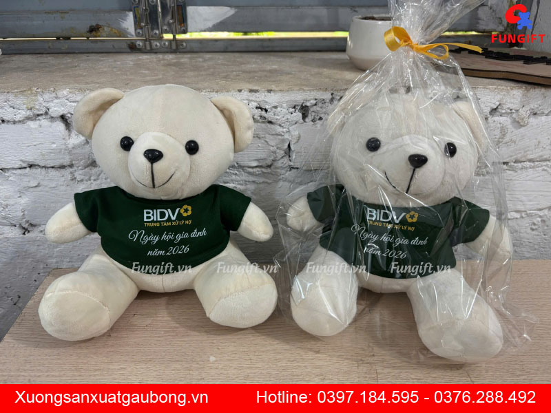 Gấu bông 30cm in logo làm quà tặng