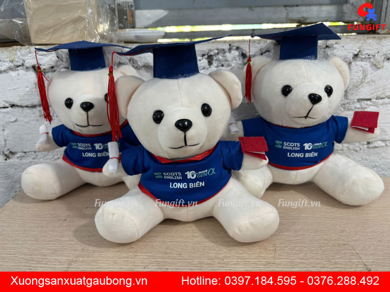 Gấu bông tốt nghiệp, gấu bông cử nhân in logo