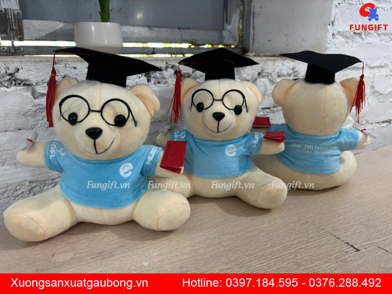 Gấu bông tốt nghiệp in logo