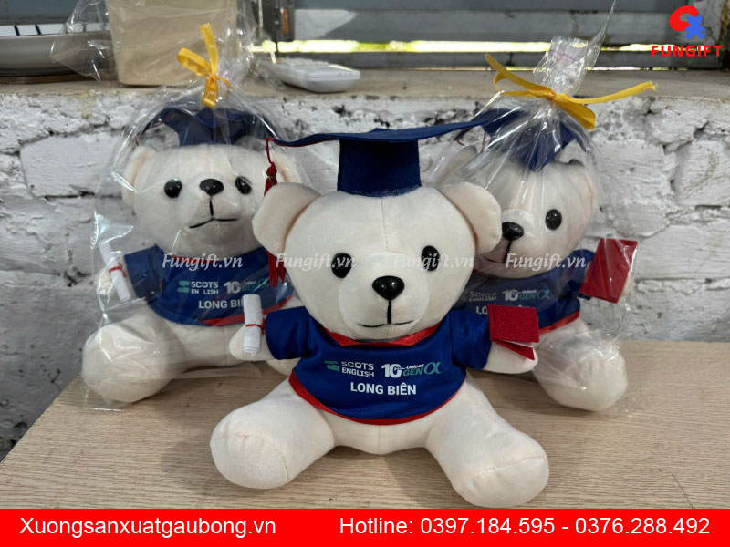 Gấu bông tốt nghiệp in logo