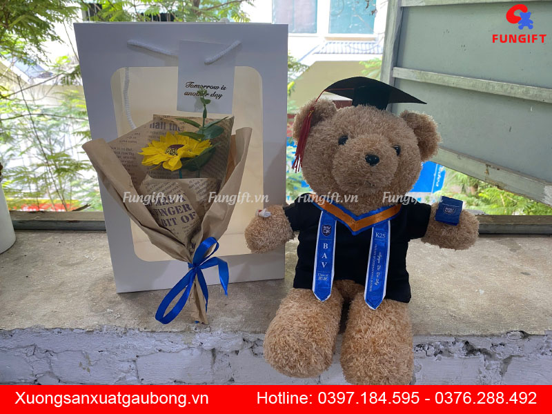 Gấu bông tốt nghiệp teddy 37cm đội mũ cử nhân