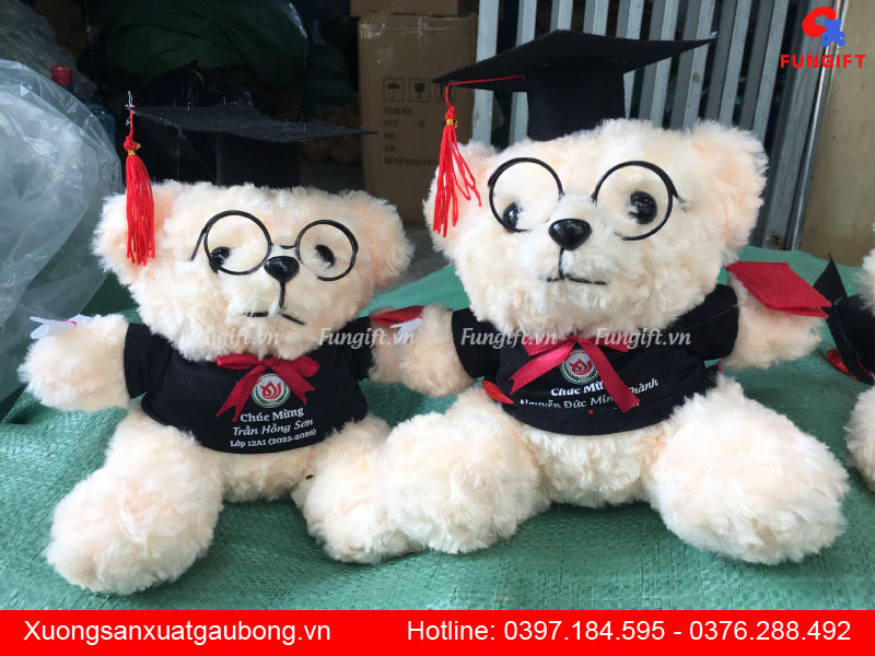 Gấu tốt nghiệp in tên, logo theo yêu cầu