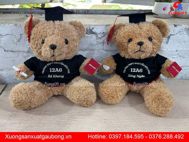 Gấu tốt nghiệp in tên và logo