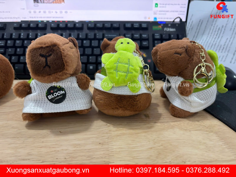 Móc khoá gấu bông in logo