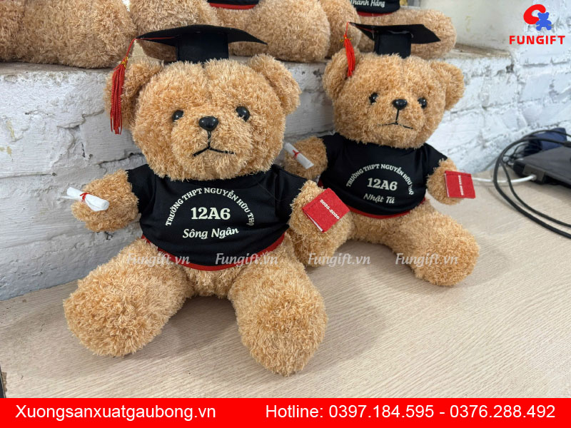Xưởng gấu bông tốt nghiệp Hà nội giá gốc in logo