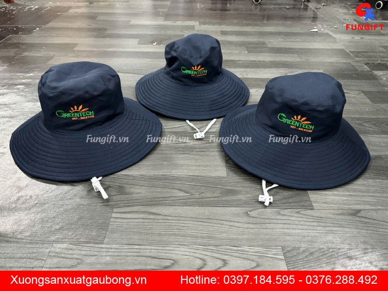 Nón tai bèo vành rộng thêu logo