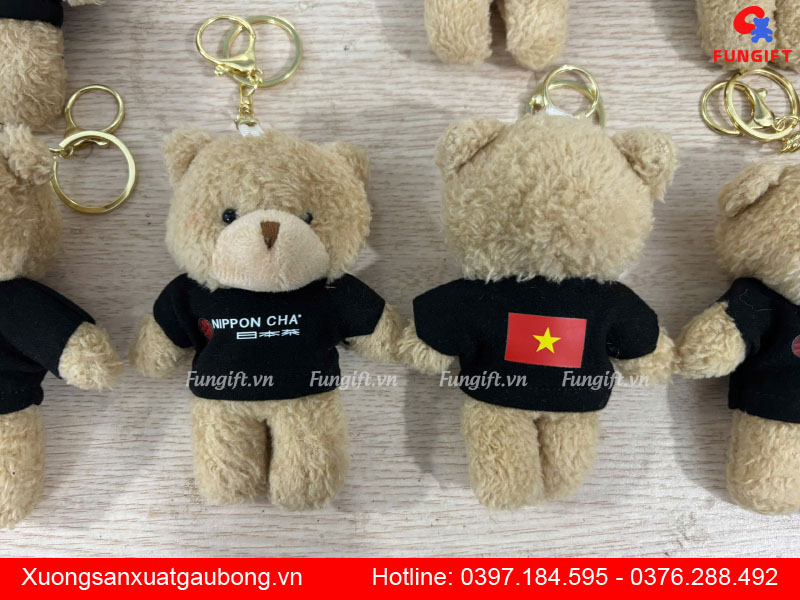 Phụ kiện trang trí gấu móc khóa in logo