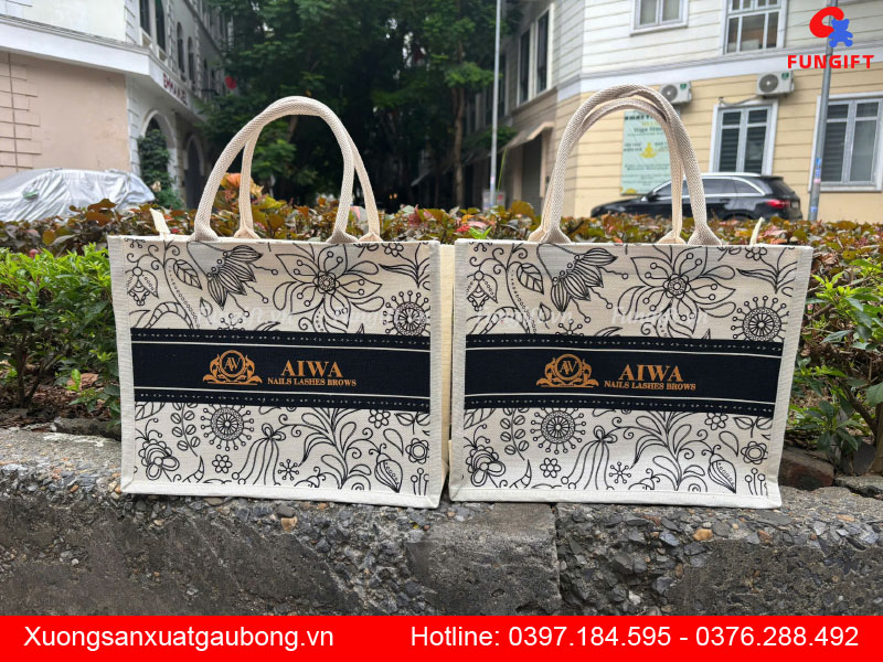 Quà tặng túi vải giả đay in logo