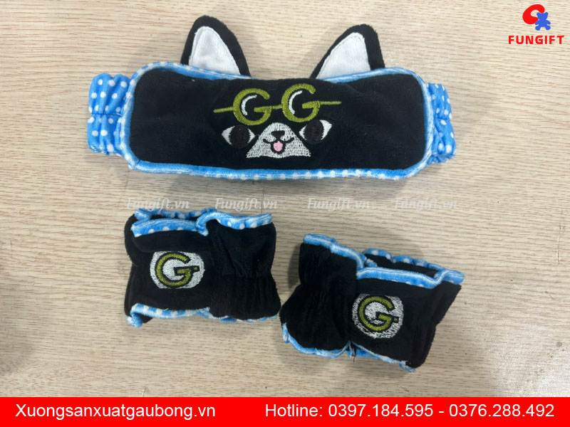 Set băng đô đầu và tay thêu logo