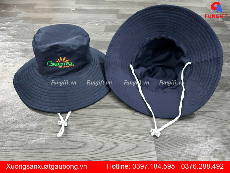 Thêu logo lên mũ tai bèo giá rẻ