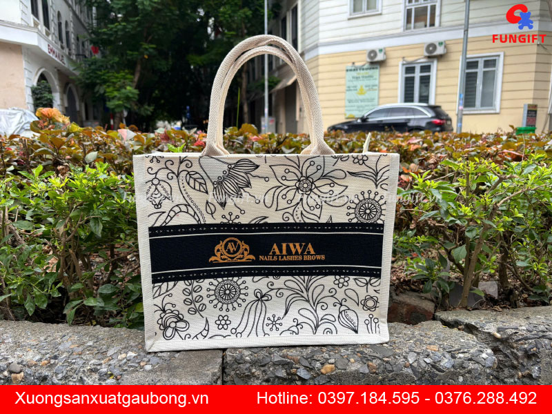 Túi vải giả đay in logo thương hiệu