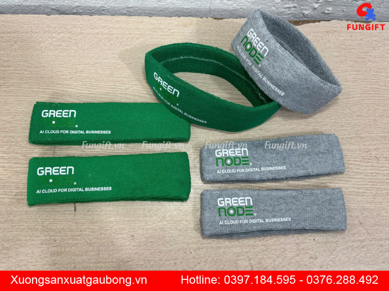 Gia công in logo lên băng đô theo yêu cầu