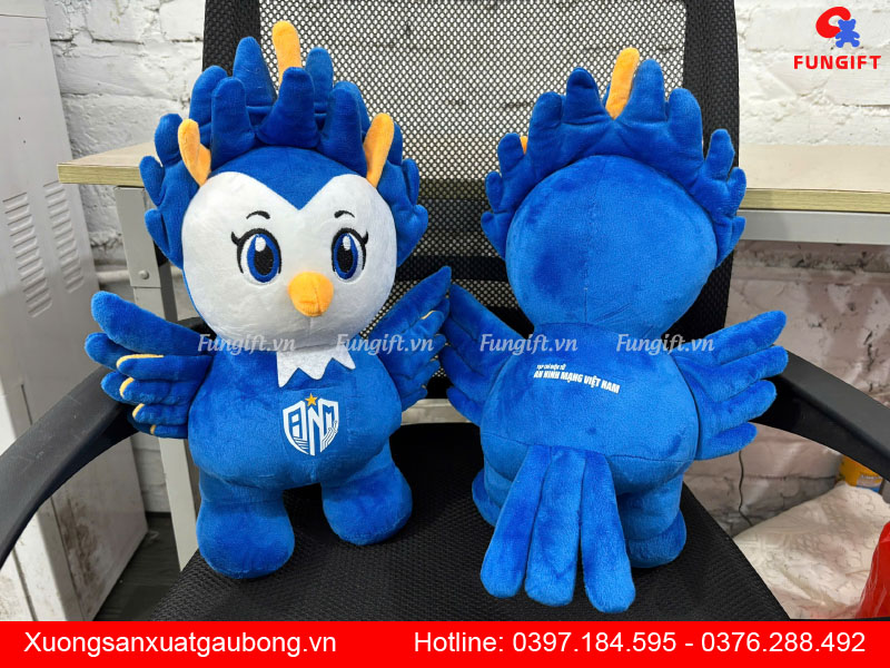 Chim linh vật nhồi bông sản xuất tại xưởng
