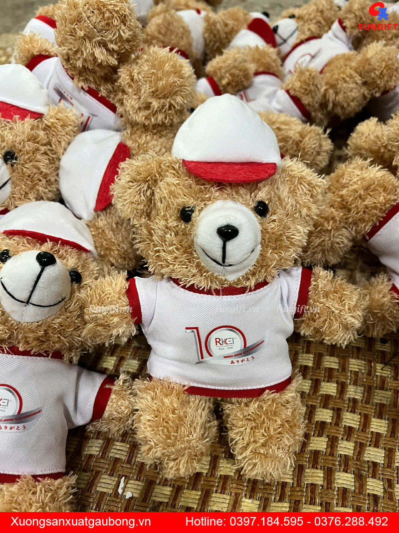 Gấu móc khóa 15cm in logo