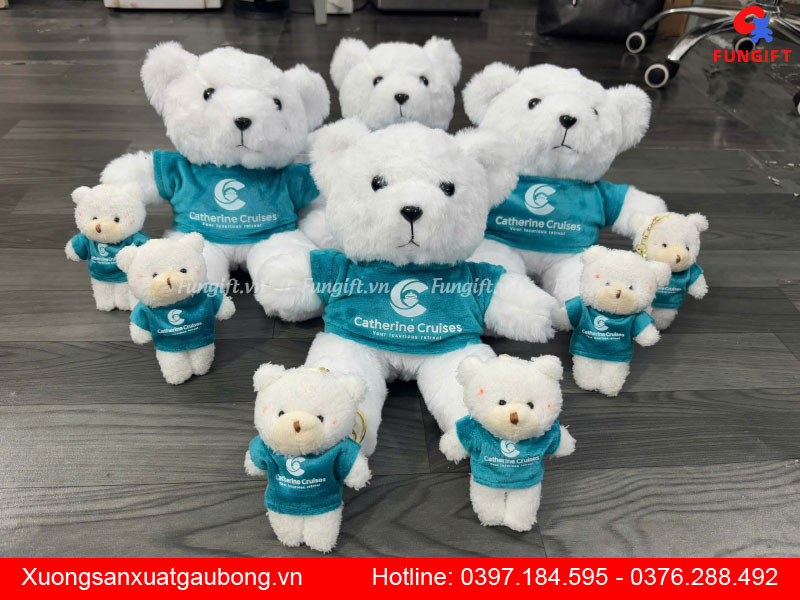 Gấu bông và gấu móc khóa in logo