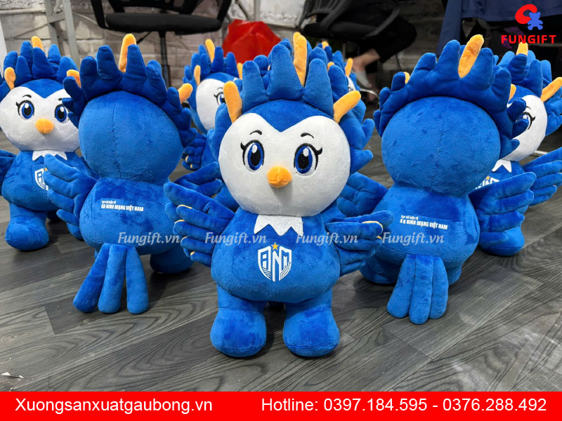 In logo lên chim linh vật nhồi bông