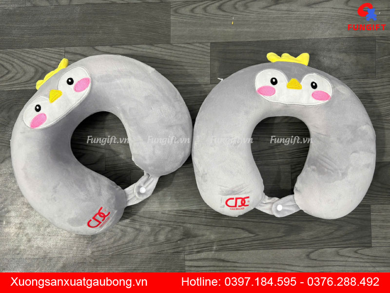 Gối chữ U du lịch cao su non in logo làm quà tặng