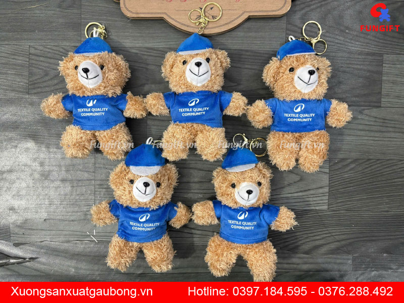 Móc khoá gấu bông in logo