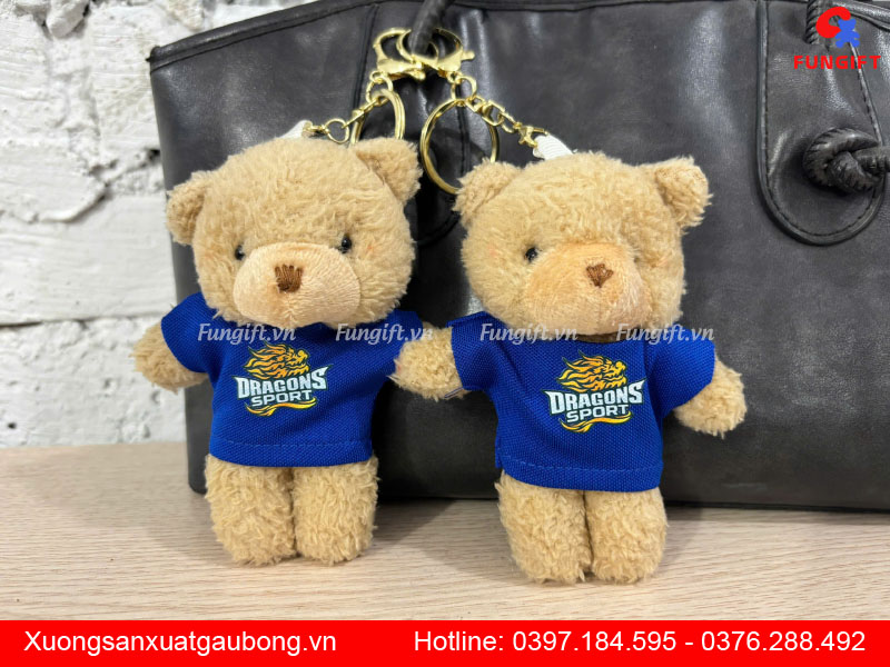 Móc khoá gấu bông teddy quà tặng in logo