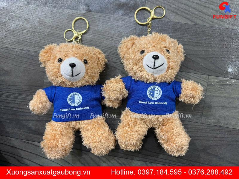 Móc khoá gấu bông teddy quà tặng in logo
