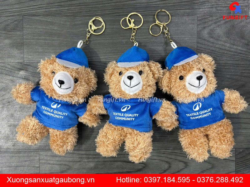 Móc khoá nhồi bông teddy in logo