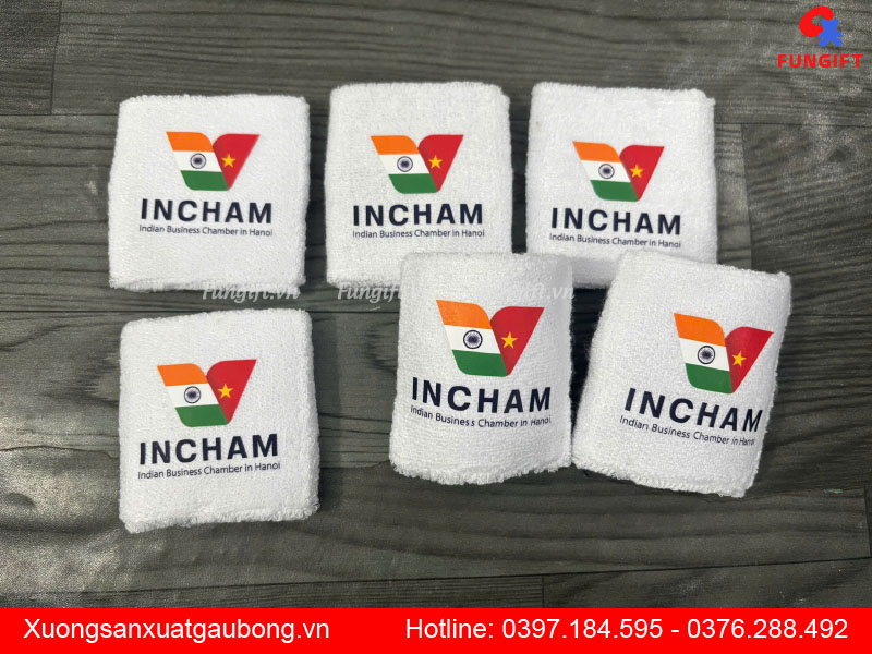 Mẫu băng đô tay trắng in logo
