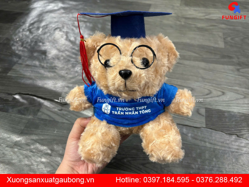 Mẫu gấu cử nhân in logo trường học