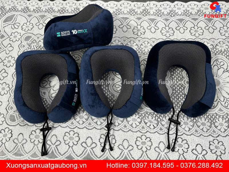 Gối cổ chữ U cao su non in logo