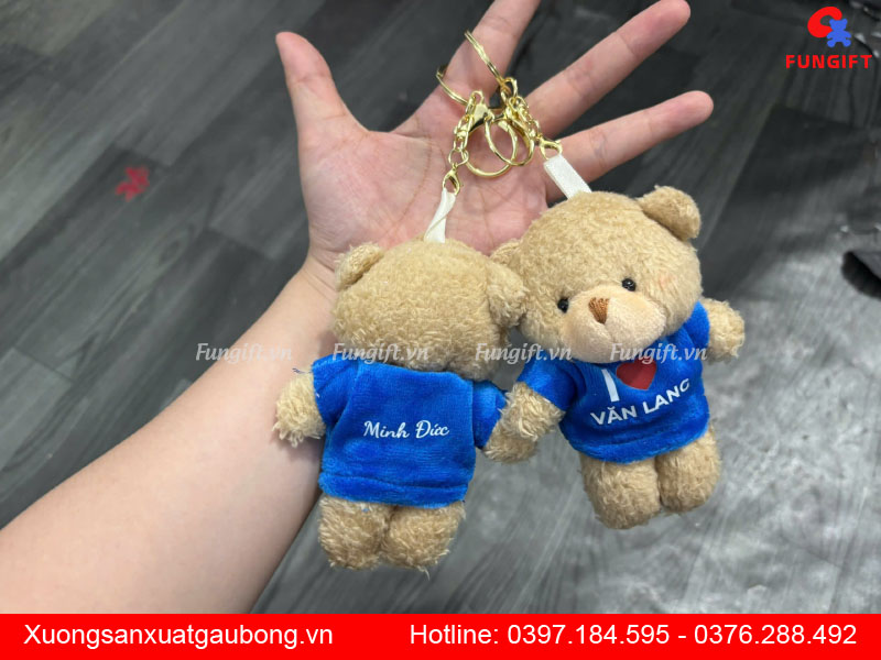 Móc khoá gấu bông quà tặng in logo
