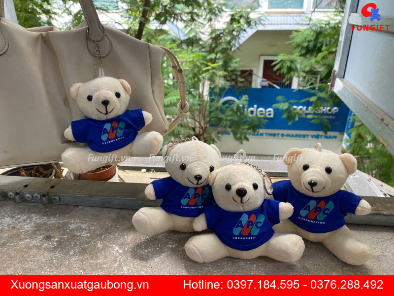 Móc khoá gấu bông teddy quà tặng in logo