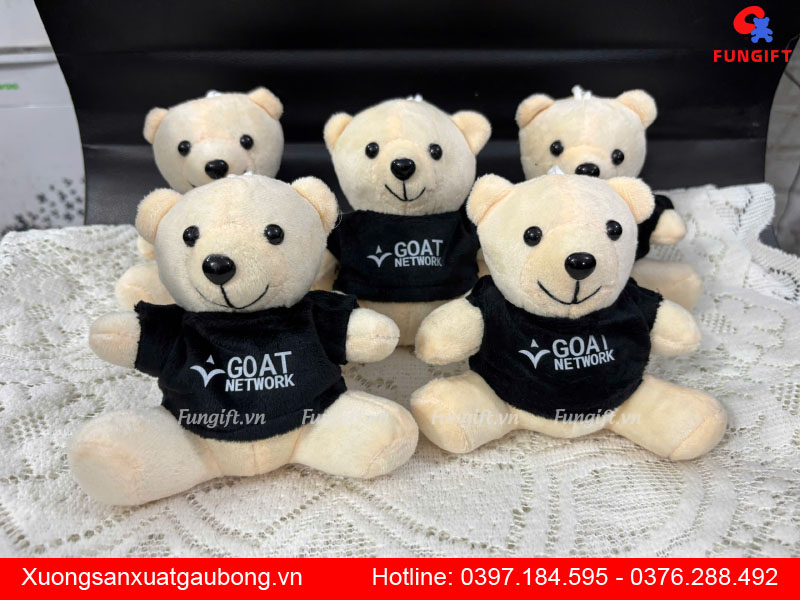 Móc khoá gấu bông teddy quà tặng in logo