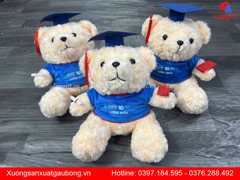 Sản xuất gấu bông in logo trường học làm quà tặng giáo dục