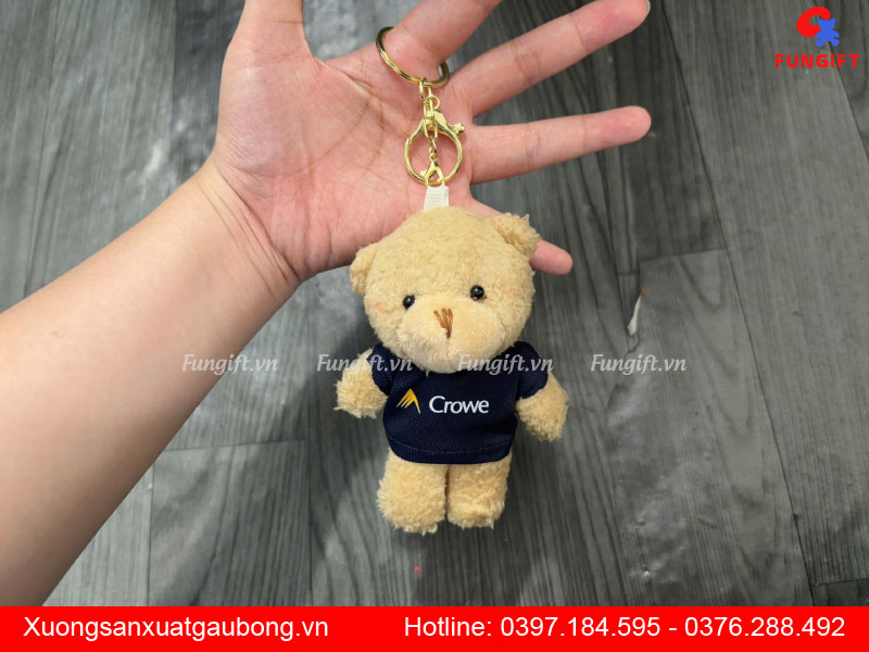 Đặt làm móc khoá gấu bông in logo doanh nghiệp