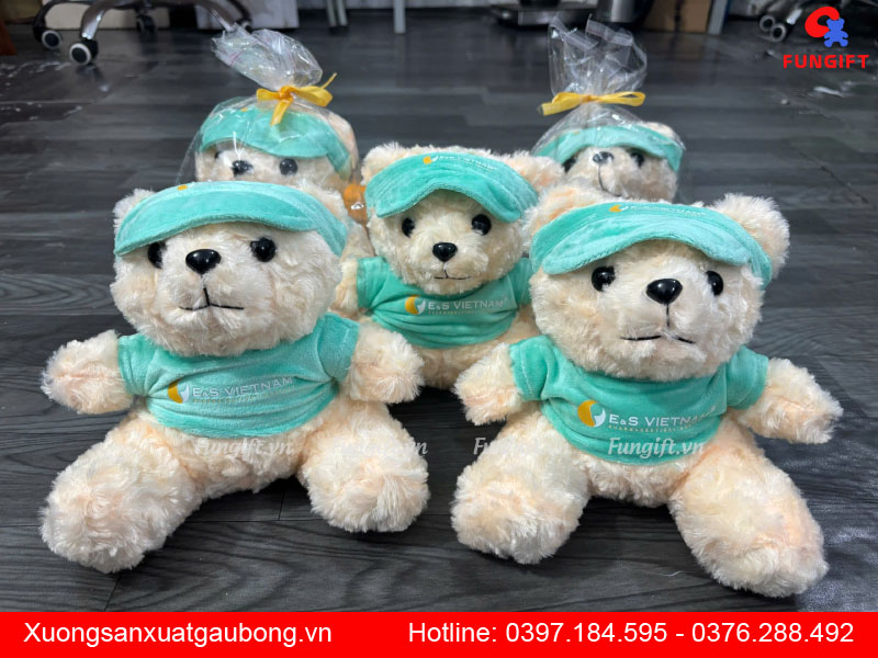 Gấu bông teddy 22cm đội mũ nửa đầu