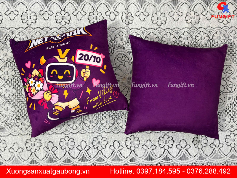 Gối vuông tựa lưng in logo