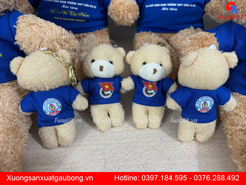 Móc khoá gấu bông in logo