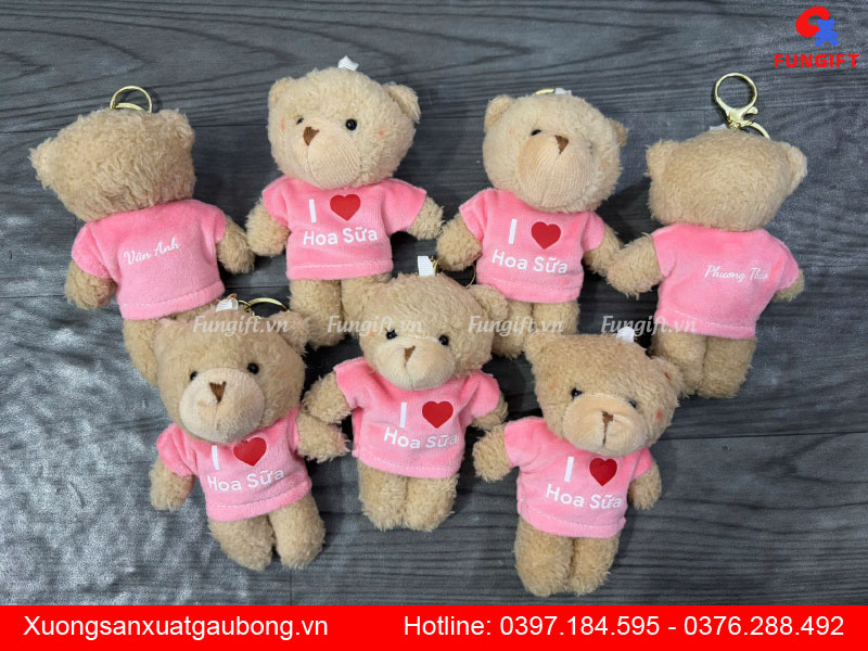 Móc khoá gấu bông in theo yêu cầu