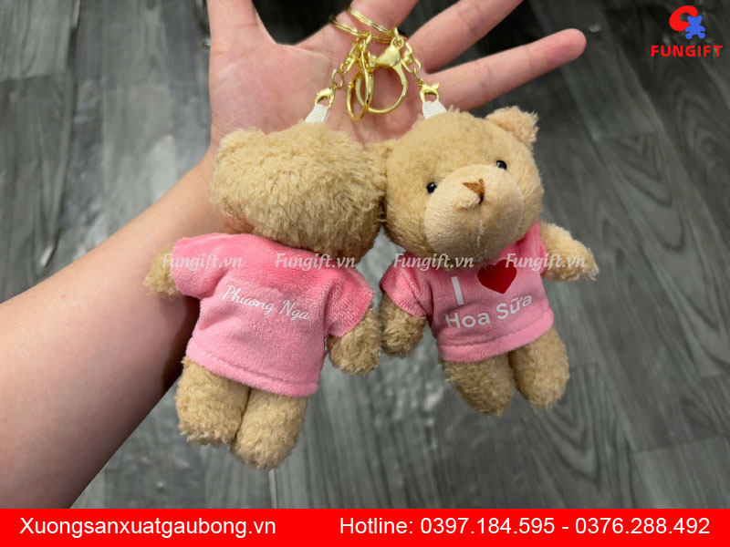 Móc khoá gấu bông nhỏ in logo