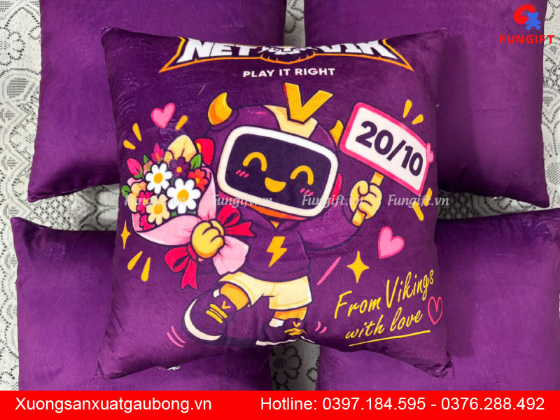 Xưởng may gối tựa lưng in logo